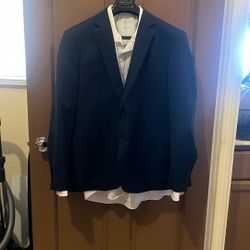 Equilibrio Milano Plaid Blazer Large W/ White Dress Shirt 