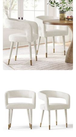 Maison Boucle Set of 2 Modern Beige Upholstered Dining Chairs