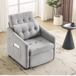 NEW IN BOX ā 3-in-1 Convertible Sleeper Chair / Sofa Bed ā Light Gray