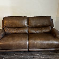 Oversized Power Leather Sofa and Power Leather Recliner