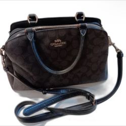 Coach Women's Leather Shoulder Strap Handle Zip Handbag