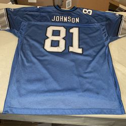 Detroit Lions Calvin Johnson Jersey Reebok Mens 2xl Vintage Nfl  Euc Blue