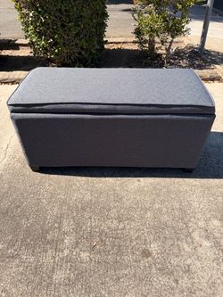 Gray Upholstered Storage Ottoman Bench