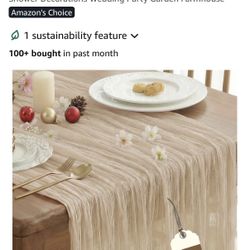 2 Pcs Cheesecloth Table Runner - 10ft Nude Spring Boho Gauze Cheese Cloth Table Runners $10