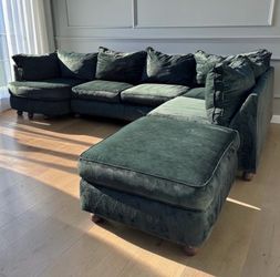 Emerald Green Sectional w/ Chaise + Ottoman | Microfiber | XL