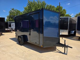 2027 New 6x12 SA Screwless Enclosed Trailer | Blackout | Spoiler Package | .08 Polycor | Dexter Axle | 1243 (BLUE)