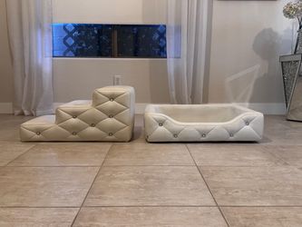 Rhinestone Tufted Pet Bed and Steps Set