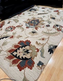 Floral Area Rug Ivory Multicolor