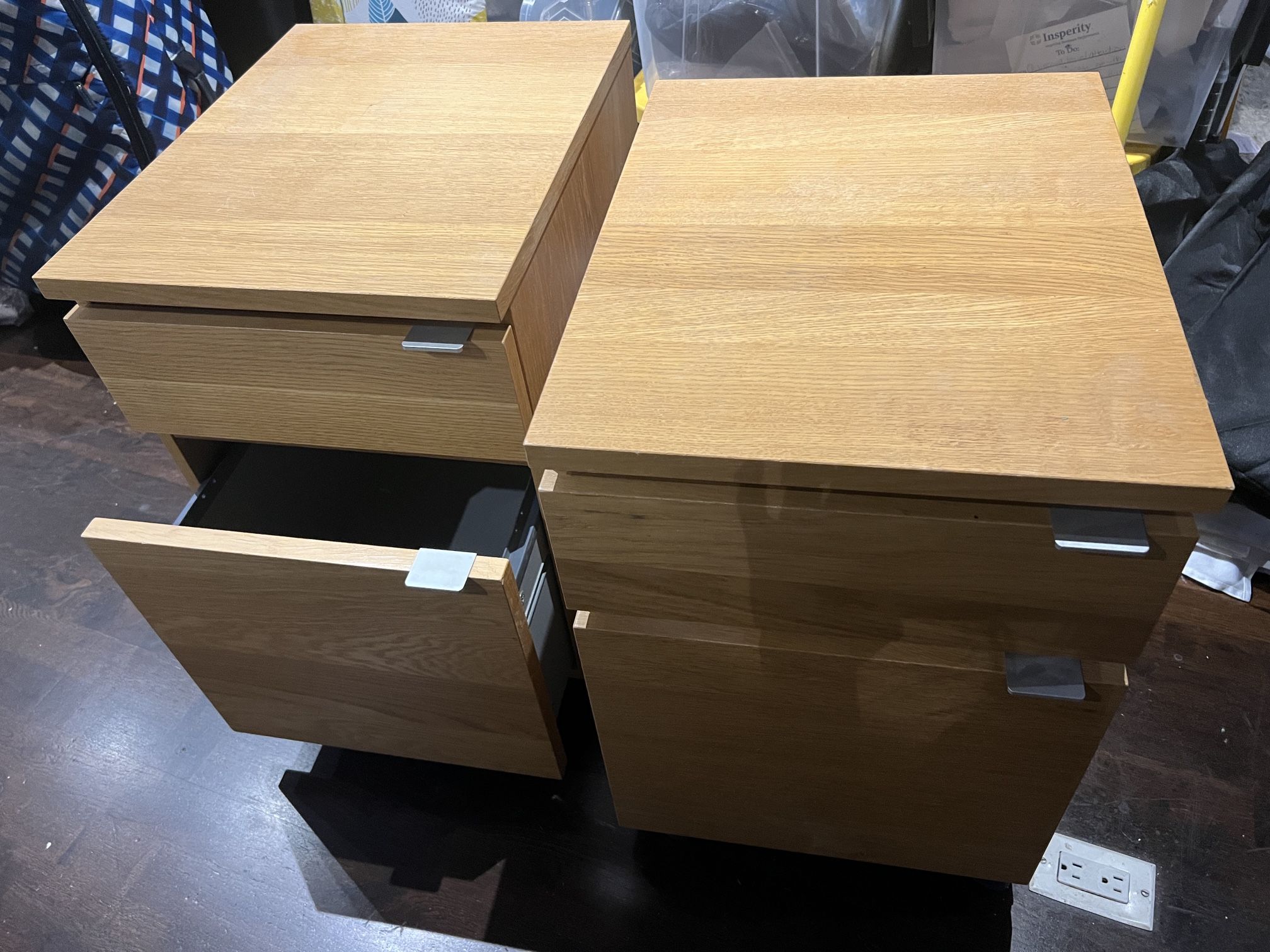 Two rolling Hardwood File Cabinets