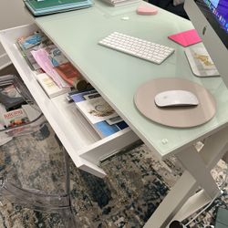 Montclair Glass Desk (Wayfair) WHITE
