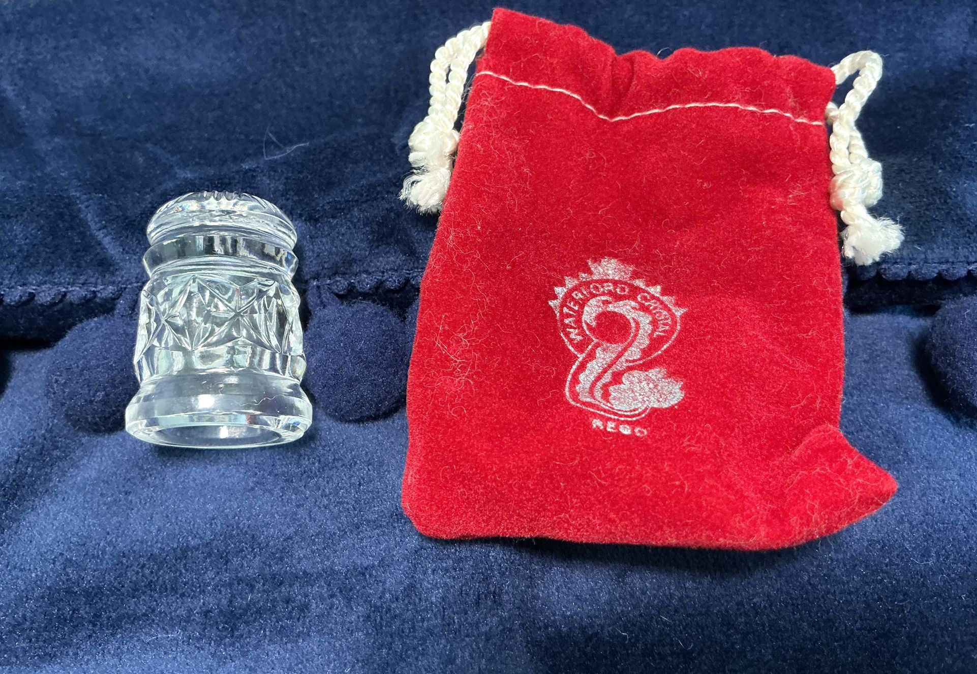 Waterford Crystal Thimble from Ireland w/Original Velvet Pouch. Vintage