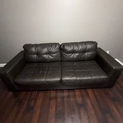 Espresso Brown Leather Two Piece Couch (less Than A Year Old From BLVD Home)
