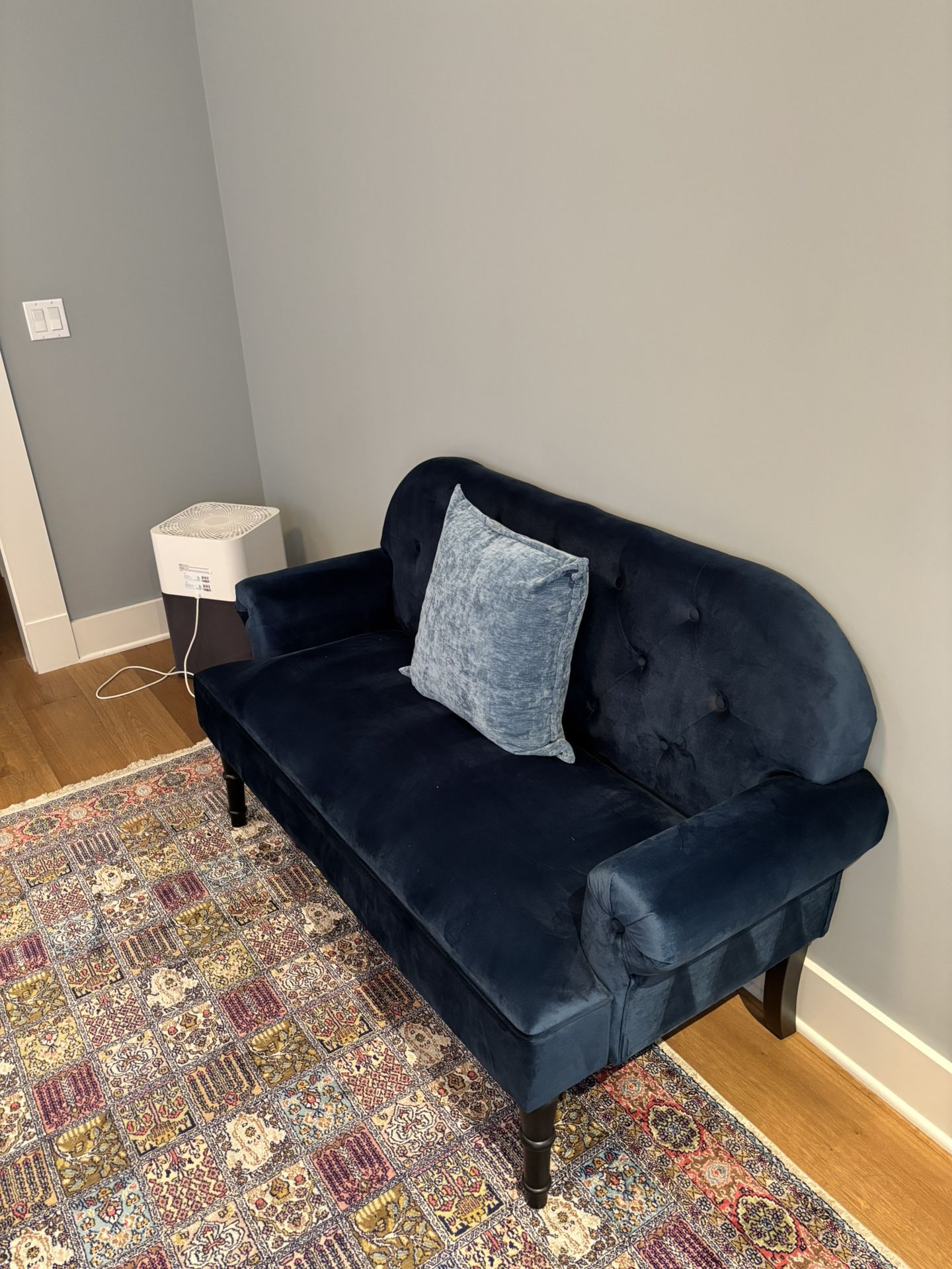 Velvet Blue Sofa Couch 