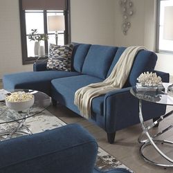 Navy Blue Modern Trundle Sectional Sofa