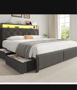 Queen Bed Frame, Grey