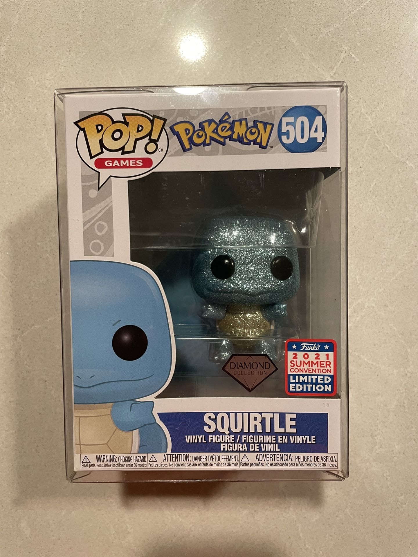 Diamond Squirtle Funko Pops *MINT* 2021 SDCC Summer Convention Exclusive Pokemon 504 Games Starters