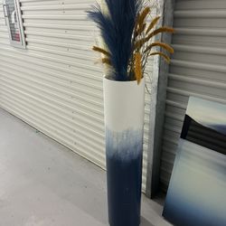 2 Blue Ombre Floor Vase, 36"