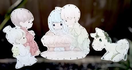 1998 Precious Moments Indoor/Outdoor Light Up Nativity 3 Piece Set