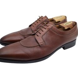 SANTONI Mens Size US 13 D Split Toe Oxfords Dress Shoes Brown Leather Italy $650