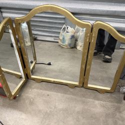Gold 3 Part Vintage Mirror 