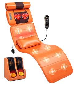 Upgraded Full Body Massage Mat with Calf Vibration and Foot Massager, Shiatsu Back Massage Pad with Neck Pillow and Lumbar Airbag, Multi-Zone Vibratin