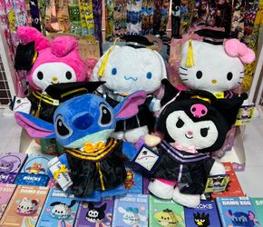 Graduation plushies hello kitty Cinnamoroll kuromi my melody stitch