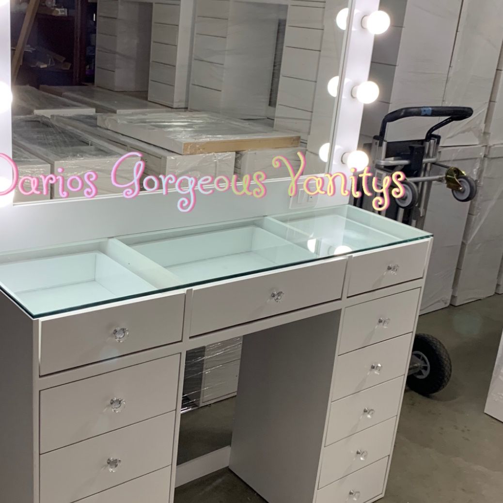 All 3/8 Glass Top Makeup Vanity Set In Stock for Sale in Riverside County,  CA - OfferUp