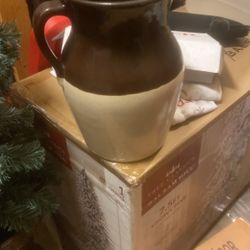 Vintage Tan And Brown Crock 