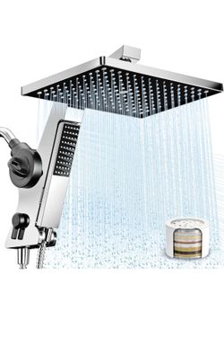 MakeFit Filtered Rain Shower Head with Handheld Combo High Pressure 12'' Rainfall Shower Heads & Hidden Detachable Wand Dual Showerhead Water Softener