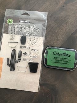 Cactus stamps & green ink pad