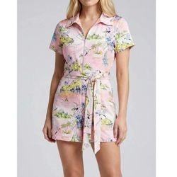 Oceanus Swimwear tropical floral printed Ilana romper playsuit size M medium NWT