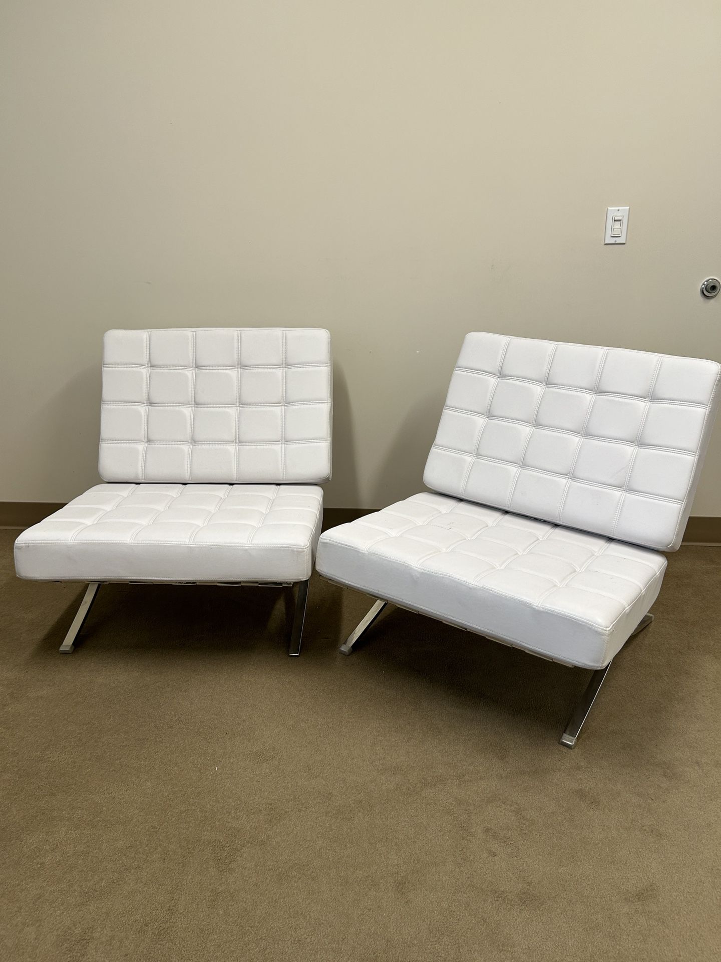 Accent Chair with White Leather-like Vinyl $66 Each Or $112 For Both (Local Pick Up Only)