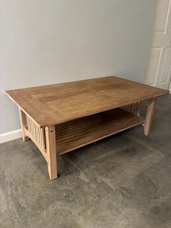 Light Wood Coffee Table with Shelf