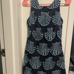 Lilly Pulitzer Blue Clam Shell Scalloped Dress Size 2