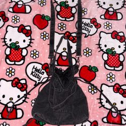 2 Denim Crossbody Drawstring Bags