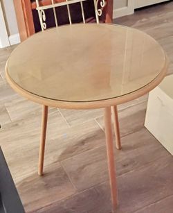 Wooden Card Table With Removable Glass Overlay 