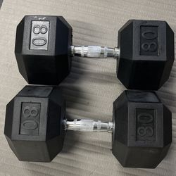 Hexagonal Dumbbells Rubber Brand New 80lbs