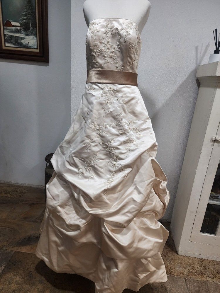 Champagne Wedding Dress Size 10