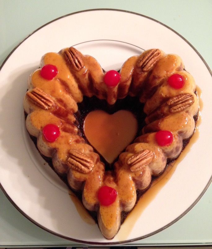 Delicioso Choco Flan de corazón. 15dll