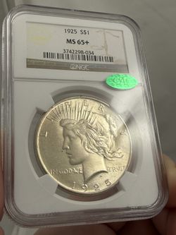 1925 MS65+ Plus NGC With Cac Peace Silver Dollar Almost Ms66