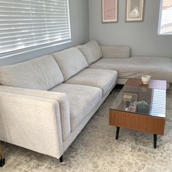 Light Gray Modern Aquarius 120” 2pc Sectional Sofa with RAF Chaise by Living Spaces