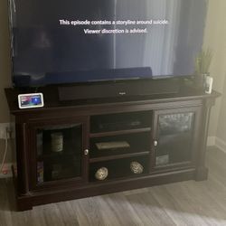 Large Wood Entertainment Stand With Storage