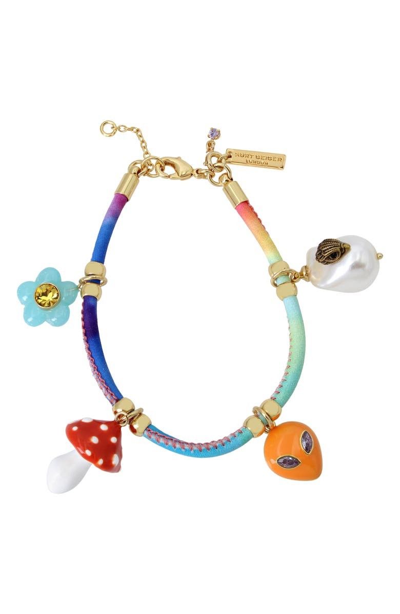 Bracketed by goldtone beads Brand new