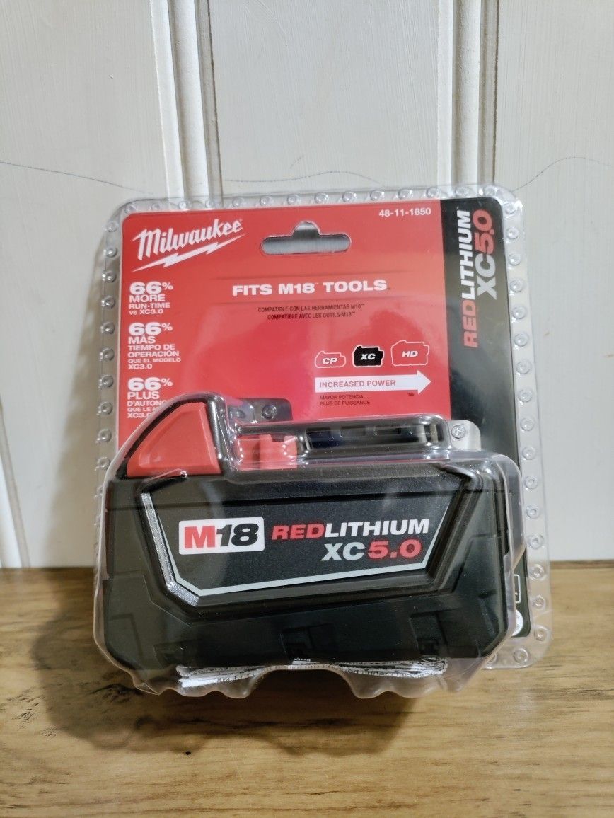 M18 Milwaukee 5.0 Ah Lithium-Ion XC Extended Capacity Battery Pack