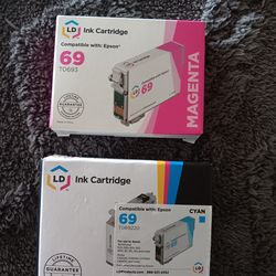 Magenta and Cyan colored ink cartridges