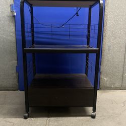 Rolling Computer Desk / Metal Shelving Workstation w/ Power Strip