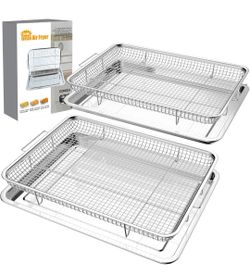 Air Fryer Basket for Oven 12.8"x9.6", 2 Pack Large Air Fryer Basket and Tray