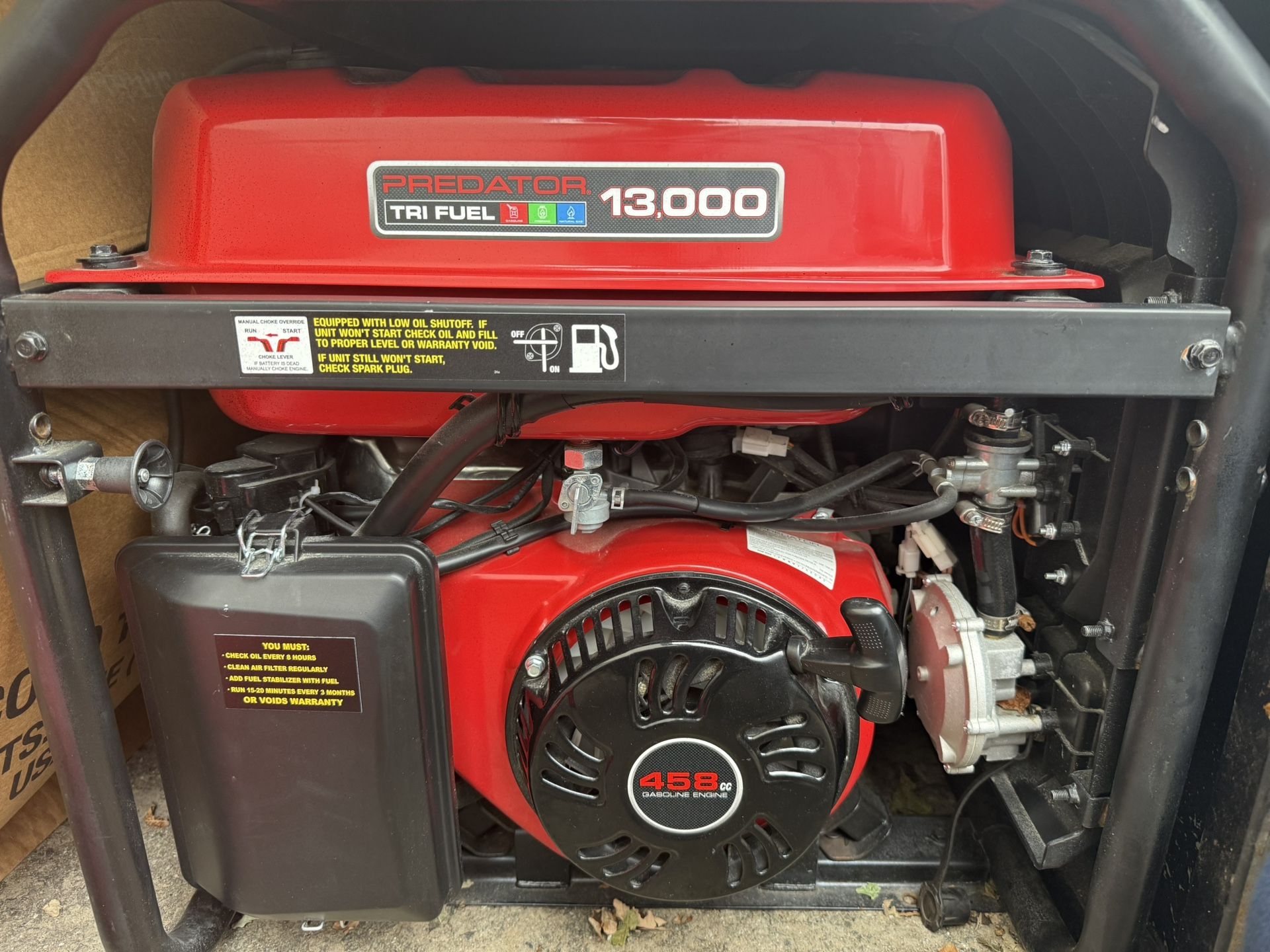 🔌 Predator 13,000W TRI-FUEL Generator – Like New – Only Used 4x! 🔥