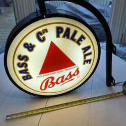 Bass & Co Pale Ale Beer Pub Light Up Sign With Circular Side Mount