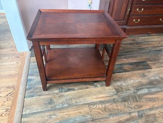 Cherry Wood End Table with Lower Shelf